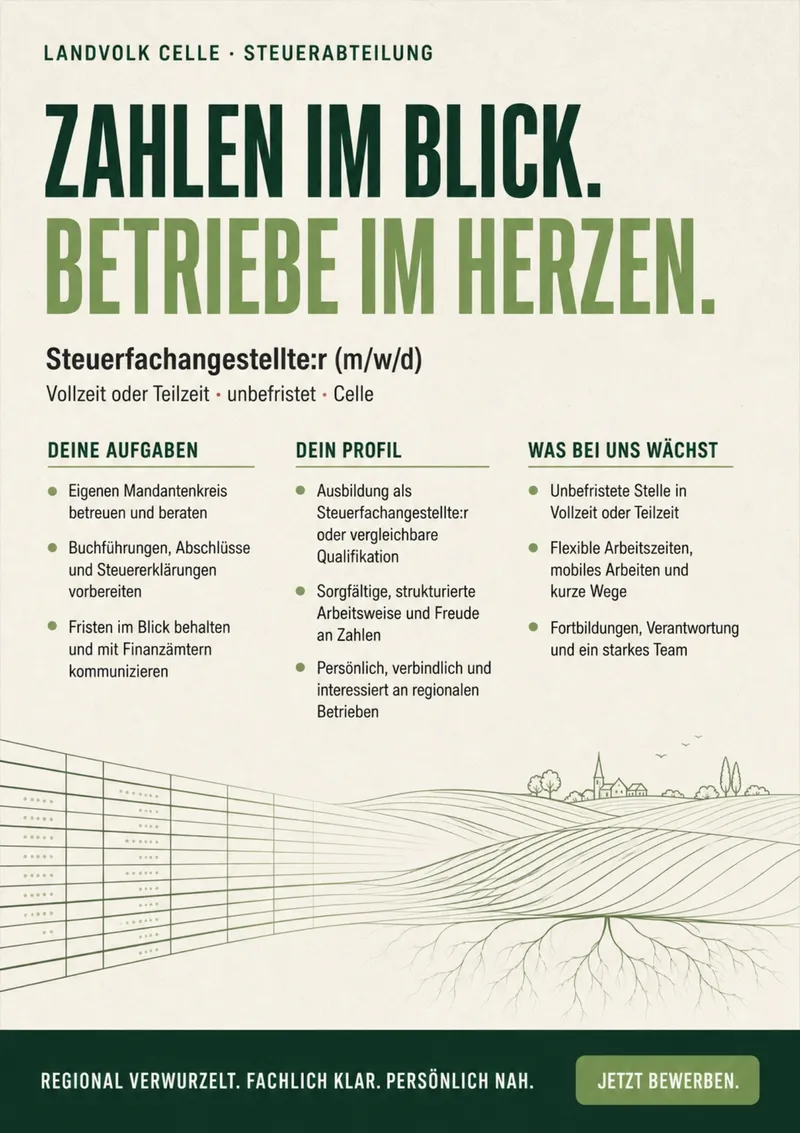Stellenanzeige Steuerfachangestellte:r (m/w/d) beim Landvolk Celle
